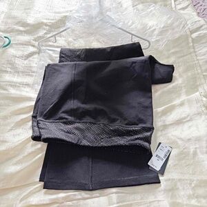 PANTS, JOGGING PANT, BLACK WITH GREY DETAIL AT WAIST, SIZE 5X, COTTON/POLYESTER/